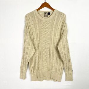 Vintage Gant Golf Cable Knit Sweater Embroidered Logo‎ Side Medium